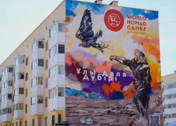 Астанада Дүниежүзілік көшпенділер ойындарына арналған «Бүркітші» атты жаңа мурал пайда болды