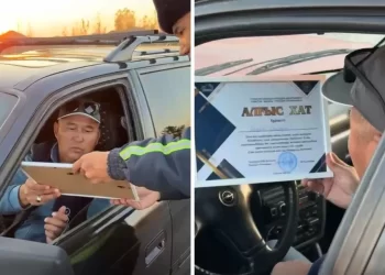 Түркістан облысында 20 жылдан бері жол ережесін бұзбаған жүргізуші марапатталды