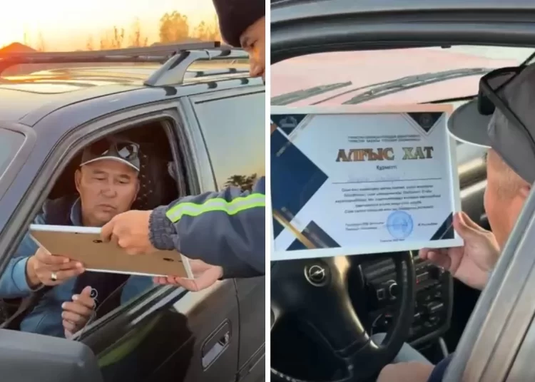 Түркістан облысында 20 жылдан бері жол ережесін бұзбаған жүргізуші марапатталды