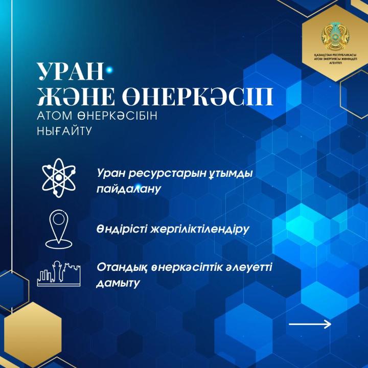 Қазақстанның атом саласын дамыту - энергетика, өнеркәсіп, ғылым, технология және кадр даярлау бағыттарын қамтитын кешенді жұмыс